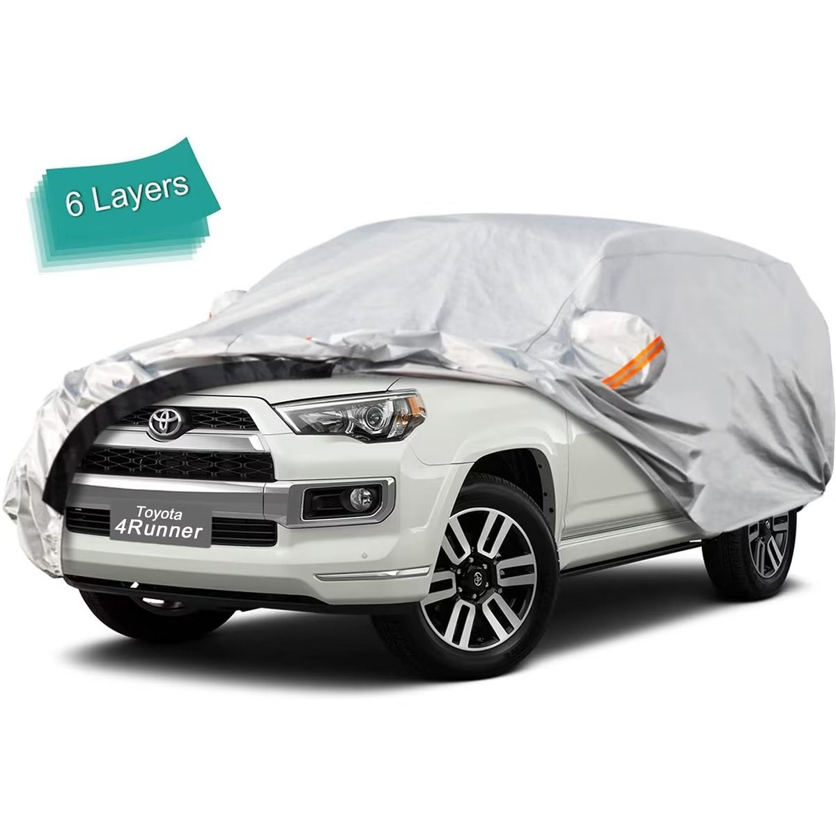 KouKou SUV Car Cover Custom Fit Toyota 4Runner from 1995 to 2022， 6 Layer Heavy Duty Full Exterior Cover Waterproof All Weather， Silver