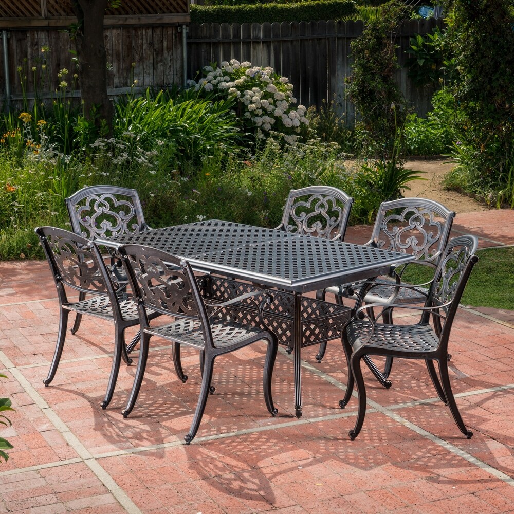 Abigal Outdoor Copper Cast Cast Aluminum Rustic Dining Set by Christopher Knight Home