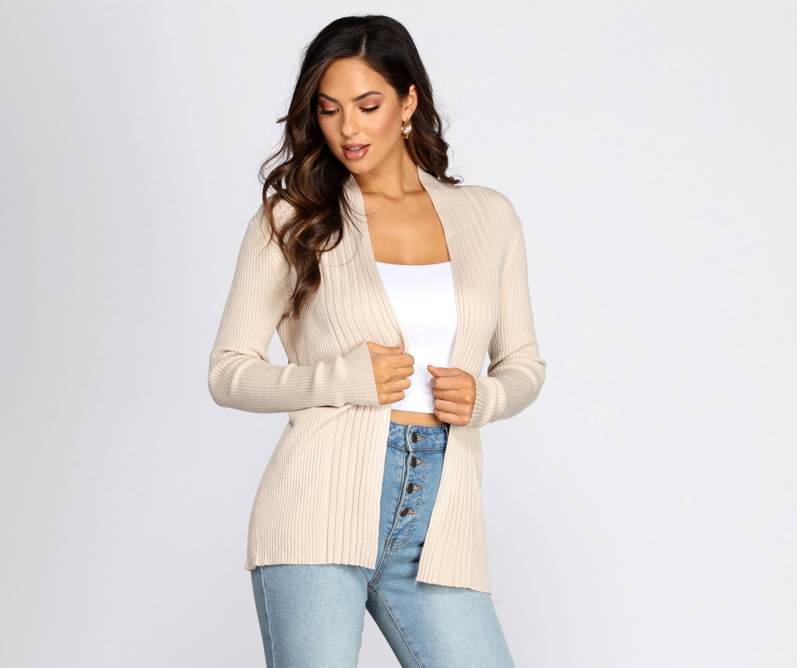 Basic Ribbed Knit Cardigan