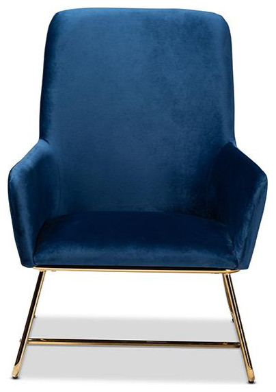 Baxton Studio Sennet Glam and Luxe Navy Blue Velvet Fabric Upholstered Gold...   Contemporary   Armchairs And Accent Chairs   by GwG Outlet  Houzz