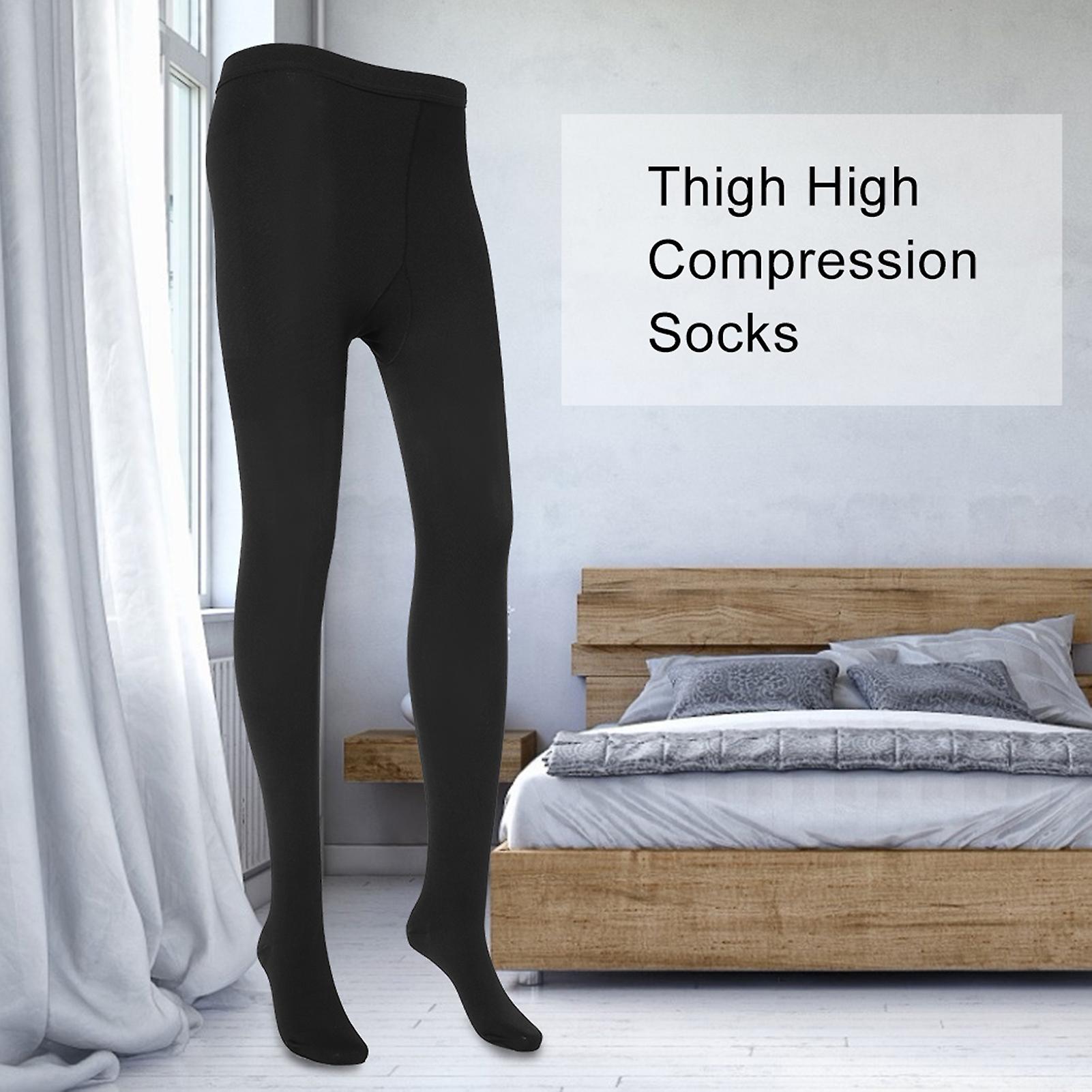 Men and Women Compression Stockings Thigh High Close Toe Pantyhose Pain Relief Socks Black M