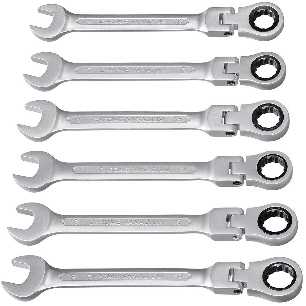 Yescom 12pcs Double Open Box Ended Ratcheting Wrench Spanner Kit