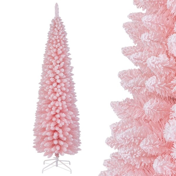 Costway 5/6/7/8 FT Artificial Pink Christmas Tree with