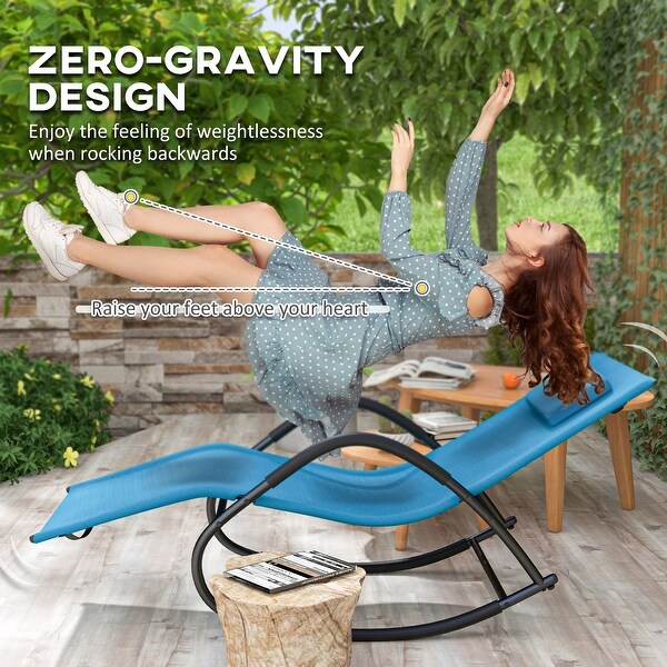 Outsunny Rocking Chair，Zero Gravity Patio Chaise Sun Lounger，Outdoor Rocker，UV Water Resistant