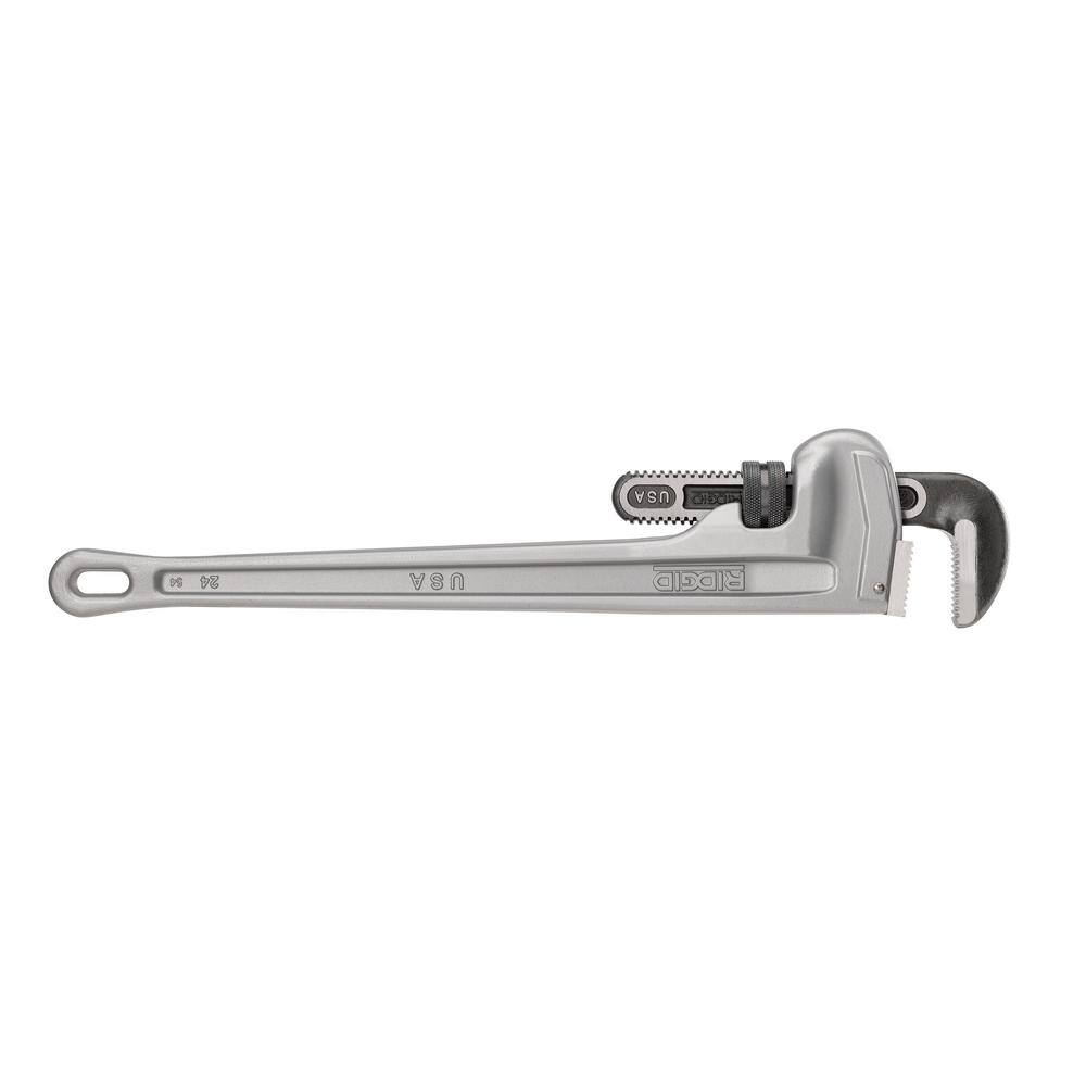 RIDGID 24 in. Aluminum Straight Pipe Wrench for Plumbing Sturdy Plumbing Pipe Tool with Self Cleaning Threads and Hook Jaws 31105