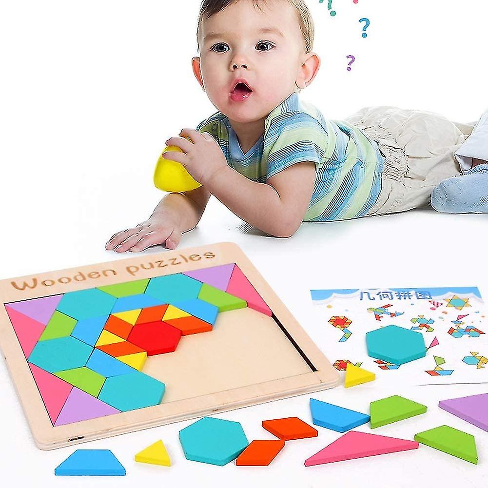 Geometric Tangram Block Jigsaw Puzzle Color Cognition Education Toy