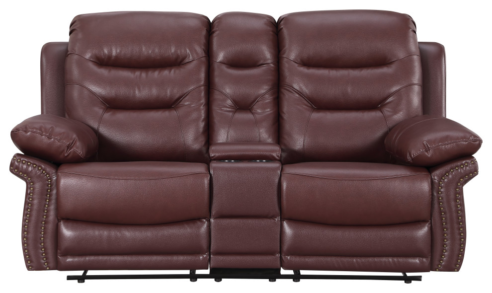 Anders Leather Air Match Recliner Collection  2 Piece With Console   Contemporary   Living Room Furniture Sets   by Luxuriant Furniture  Houzz