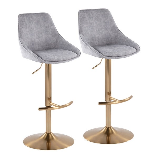 Silver Orchid Alba Adjustable Bar Stool with Rounded T Footrest (Set of 2)