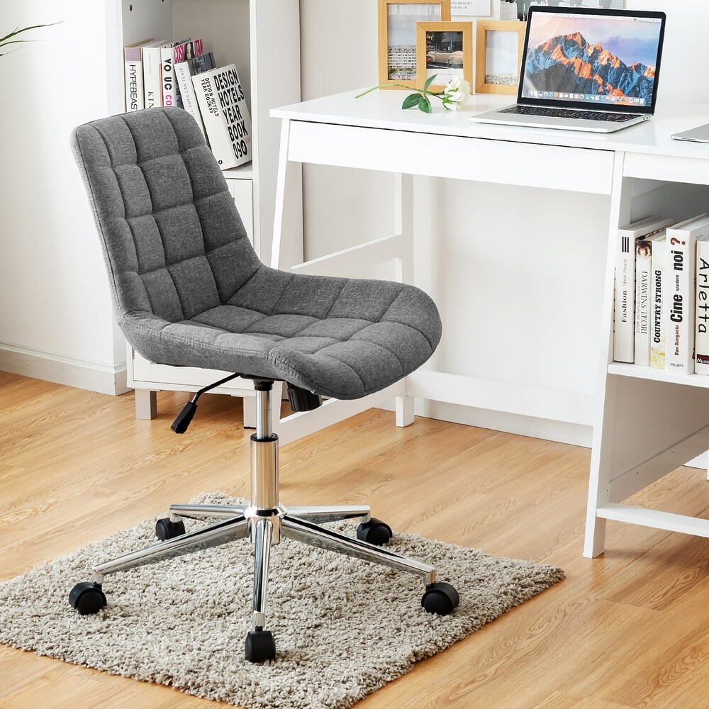 Costway Mid Back Armless Office Chair Adjustable Swivel Fabric Task