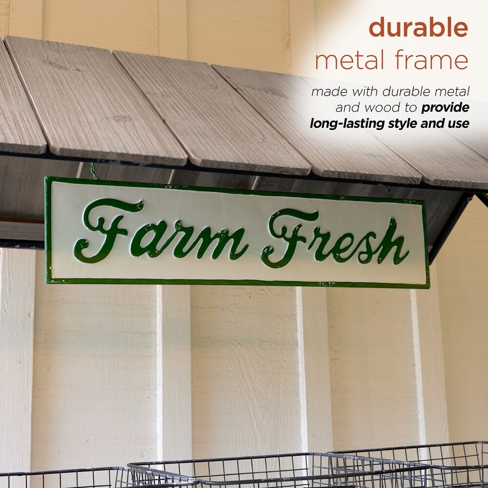 Alpine Corporation Farm Fresh Indoor/Outdoor Metal and Wood Garden Cart  51\