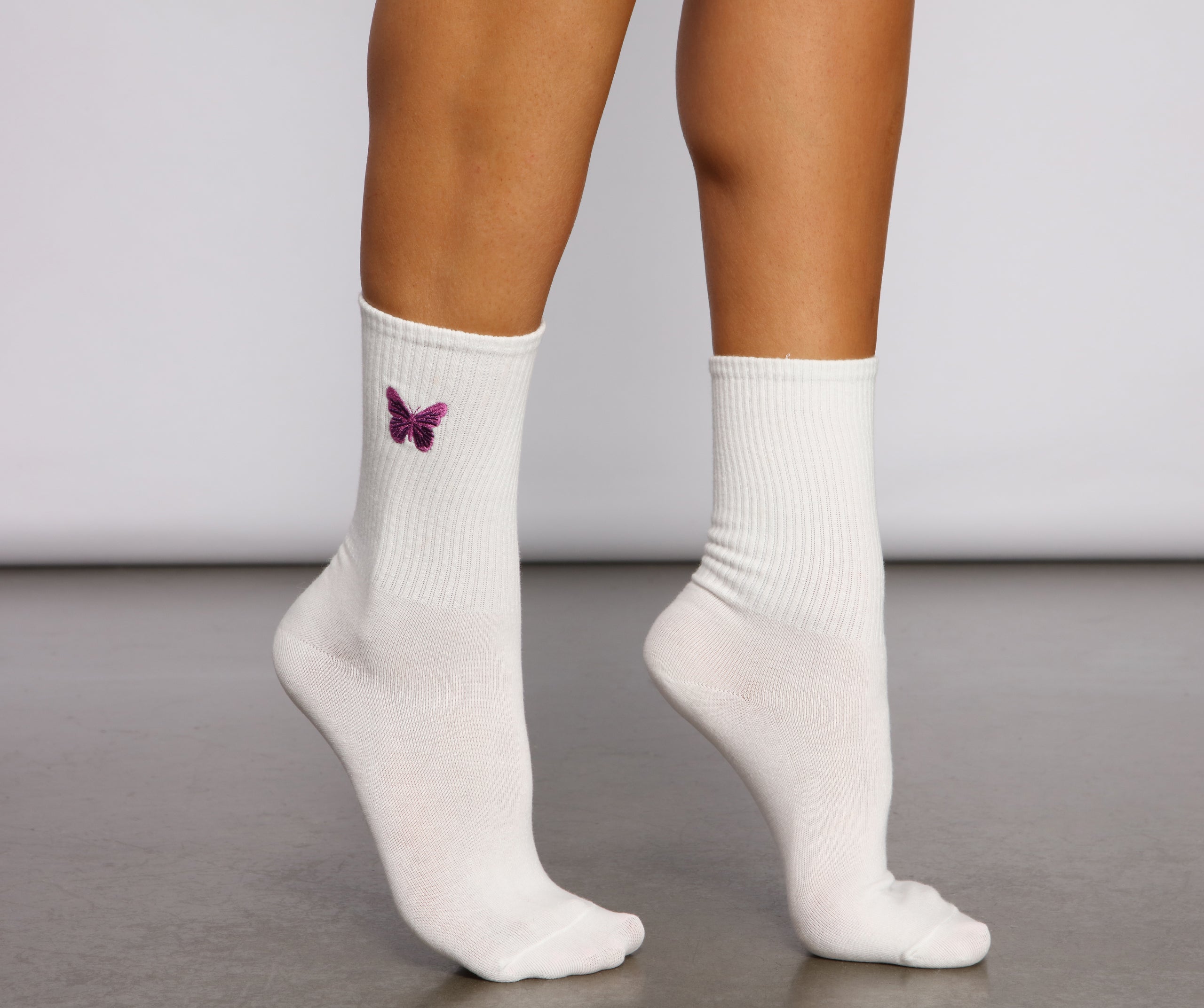 Two Pack Butterfly Crew Socks