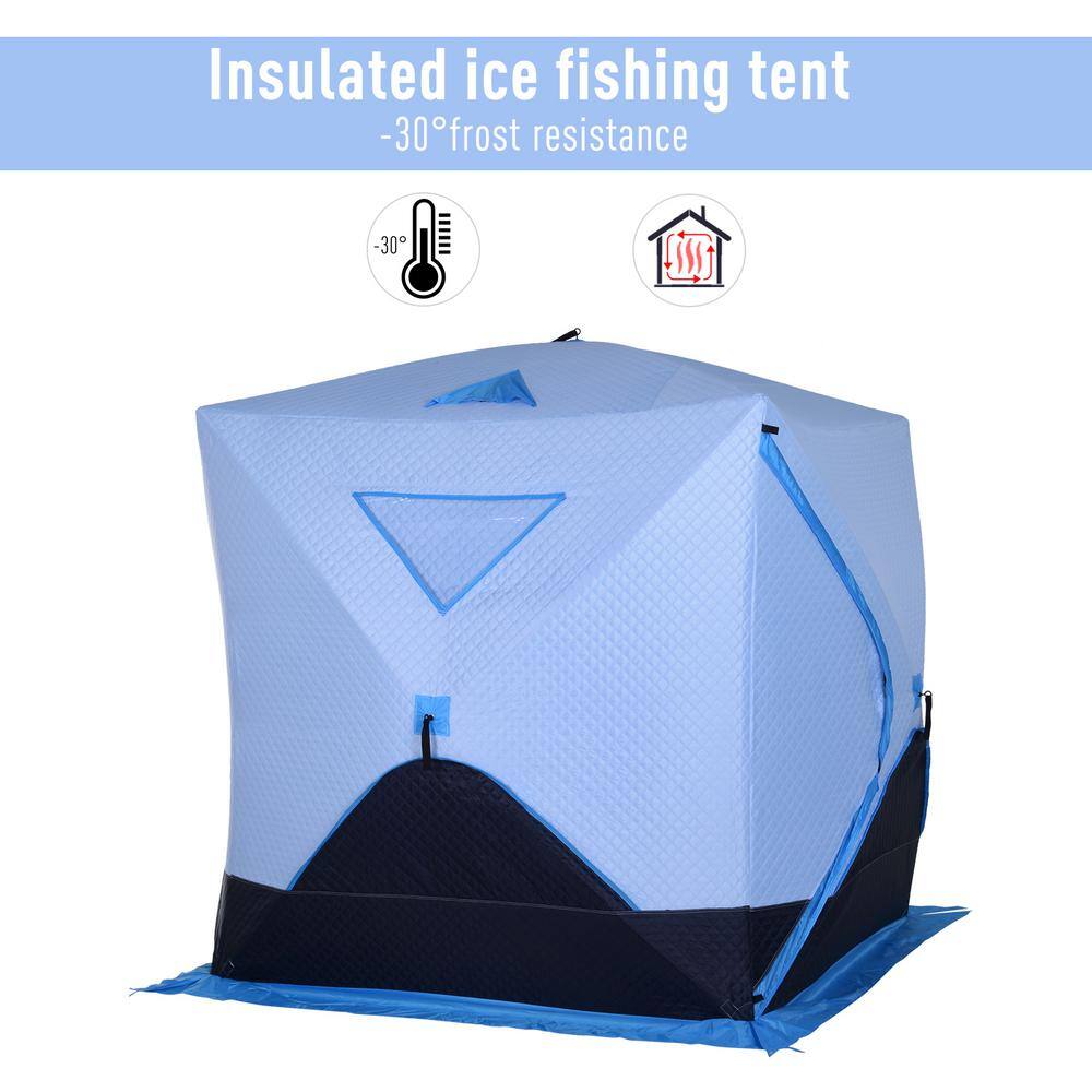 Outsunny Portable 2-4 Person Pop-Up Ice Shelter Insulated Ice Fishing Tent with Ventilation Windows and Carry Bag AB1-003