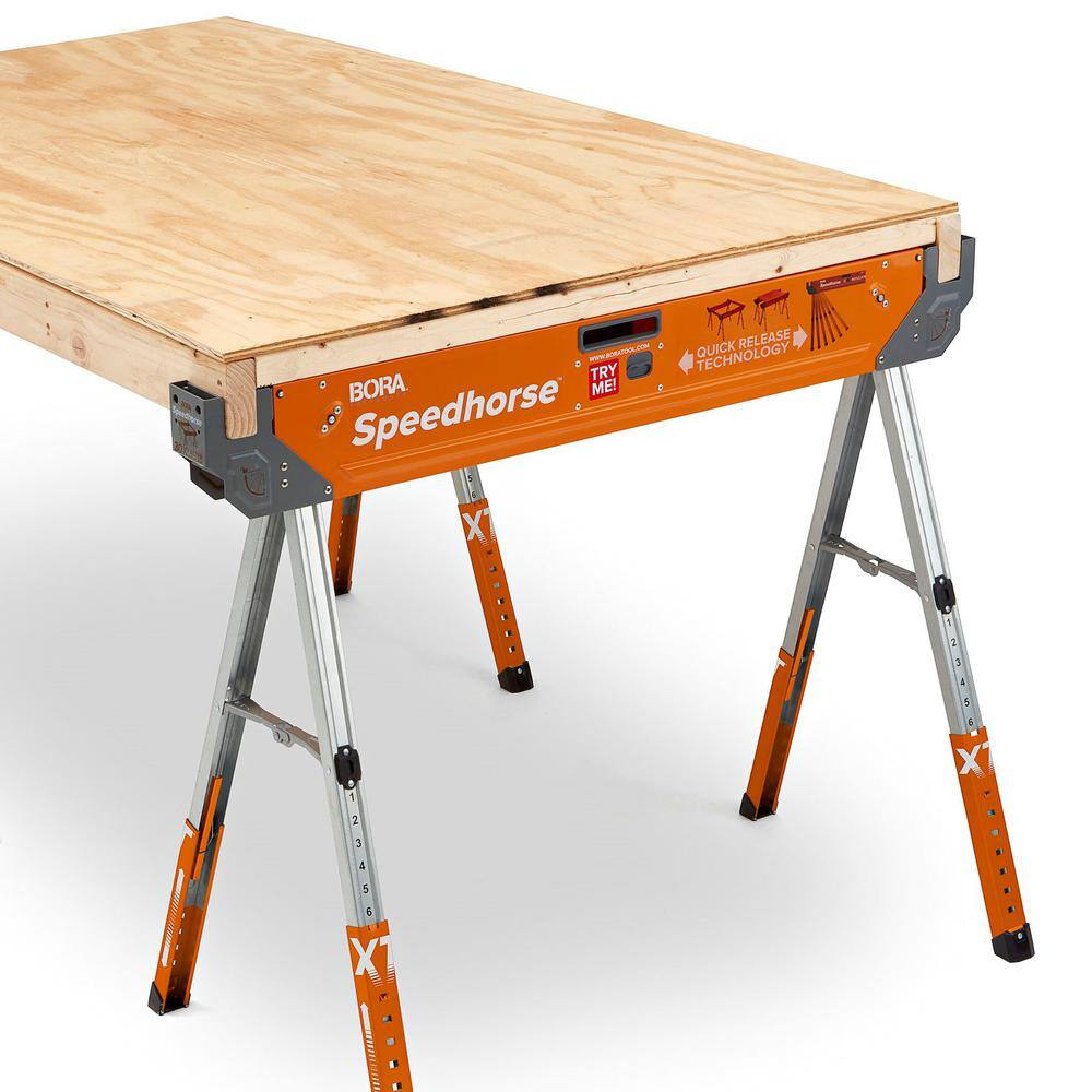 BORA 30 in. to 36 in. H Steel Speed Horse XT Adjustable Height Sawhorse with Auto Release Legs PM-4550