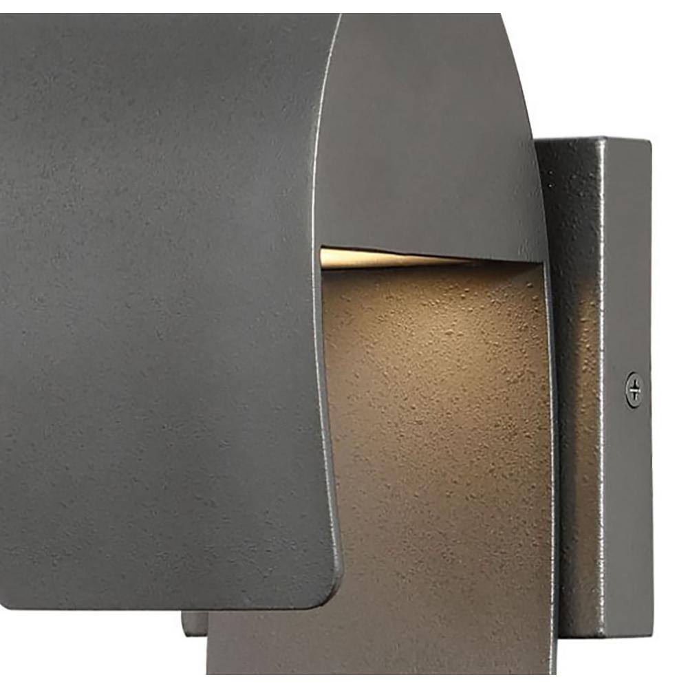 Home Decorators Collection Raveney 1-Light Grey Iron Outdoor Integrated LED Wall Lantern Sconce with Etched Lens 23515