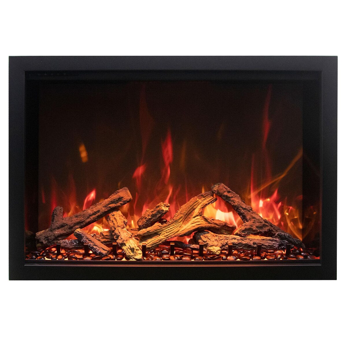 Amantii Traditional Bespoke 38-Inch Built-In Indoor/Outdoor Electric Fireplace W/ Thermostatic Remote， WiFi Capable， and Selection of Media Options