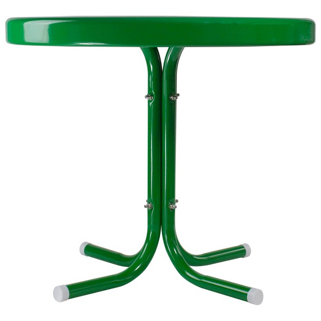 Outdoor Retro Round Tulip Metal Side Table Green