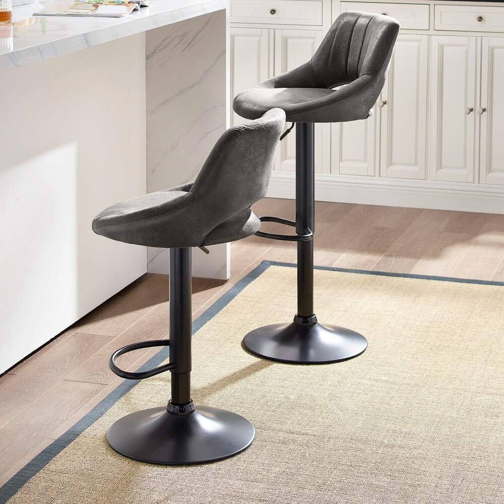 Art Leon Modern Adjustable 360 Swivel Barstool with Retro Faux Leather