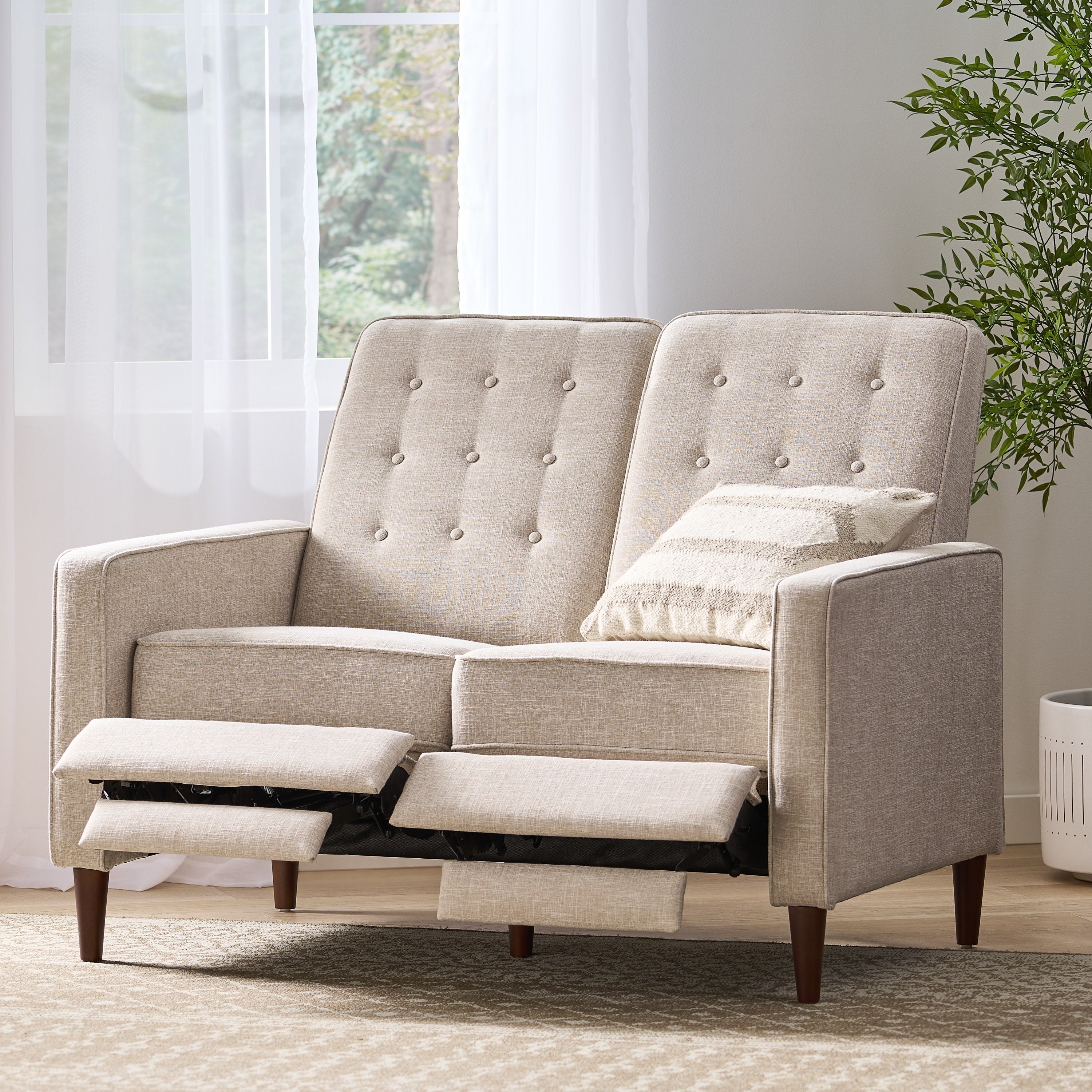 Manville Contemporary Tufted Loveseat Pushback Recliner