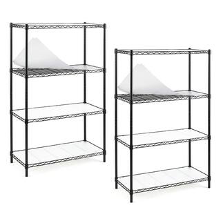 EFINE Black 4-Tier Carbon Steel Wire Garage Storage Shelving Unit NSF Certified (2-Pack) (30 in. W x 47 in. H x 14 in. D) RL200-4X2