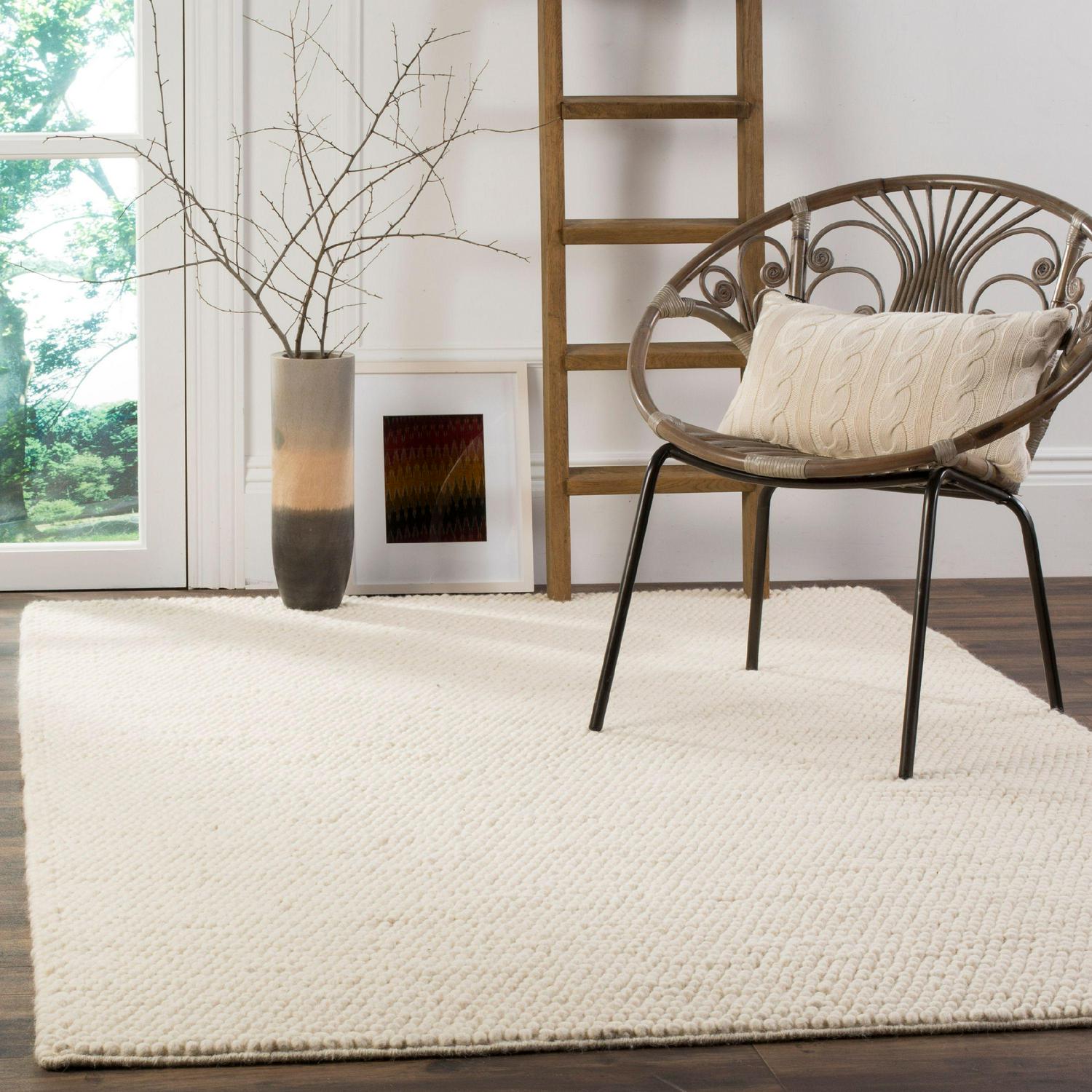 SAFAVIEH Natura Feride Solid Braided Wool Area Rug， Ivory， 6and#8242; x 9and#8242;