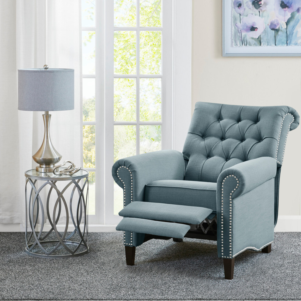 Aidan Rolled Back Push Back Recliner Accent Chair   Transitional   Recliner Chairs   by Olliix  Houzz