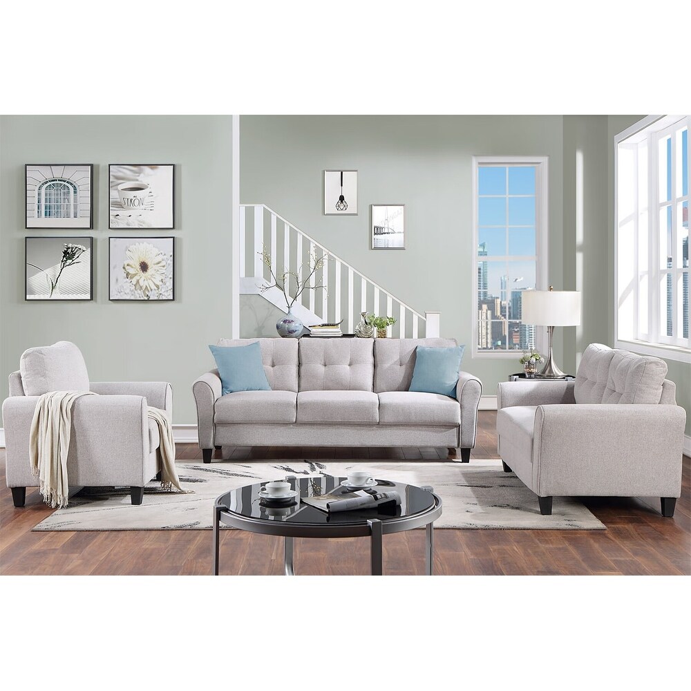 Merax 3 Piece Linen Mordern Sofa Sets