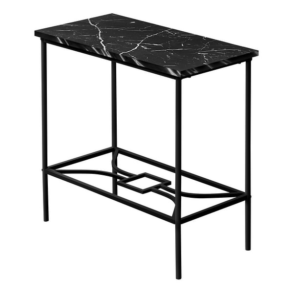 Accent Table， Side， End， Narrow， Small， 2 Tier， Living Room， Bedroom， Metal， Laminate， Marble Look， Contemporary， Modern