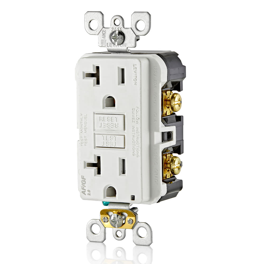 Leviton SmartlockPro AFCI/GFCI Outlet 20A 125V 2Pole White Duplex