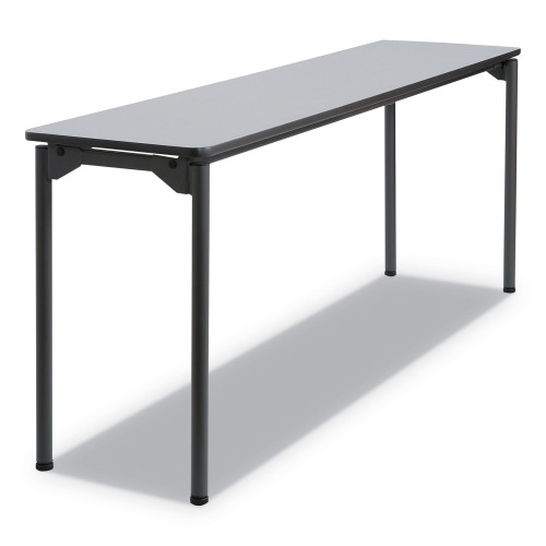 Iceberg Maxx Legroom Wood Folding Table， Rectangular Top， 72w x 18d x 29.5h， Gray/Charcoal (65887)