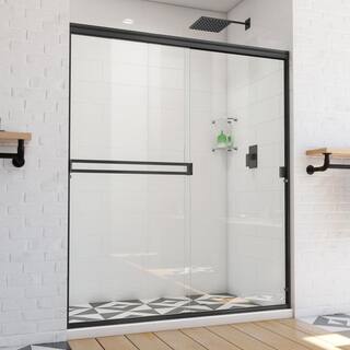 DreamLine Alliance Pro BG 60 in. W x 70.375 in. H Sliding Semi Frameless Shower Door in Satin Black with Clear Glass SDAB60A700VXX09