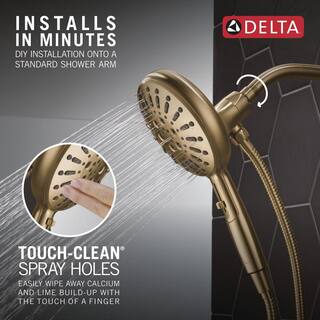 Delta 7-Spray Patterns 1.75 GPM 6.19 in. Wall Mount Handheld Shower Head with SureDock Magnetic in Lumicoat Champagne Bronze 54910-CZ-PR-PK