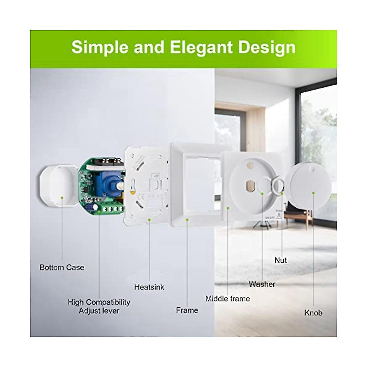 Led Dimmer Switch， Flush-mounted Dimmer For Dimmable Led And Halogen， 5-300 W Dimmer Switch Led， Ph