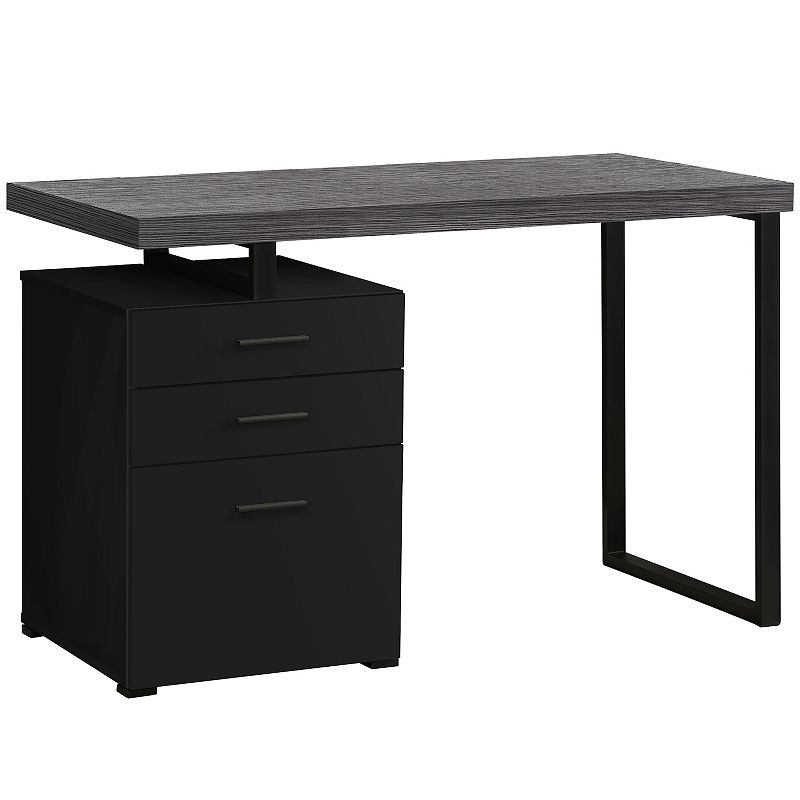 47.25 Black and Gray Contemporary Rectangular Computer Desk