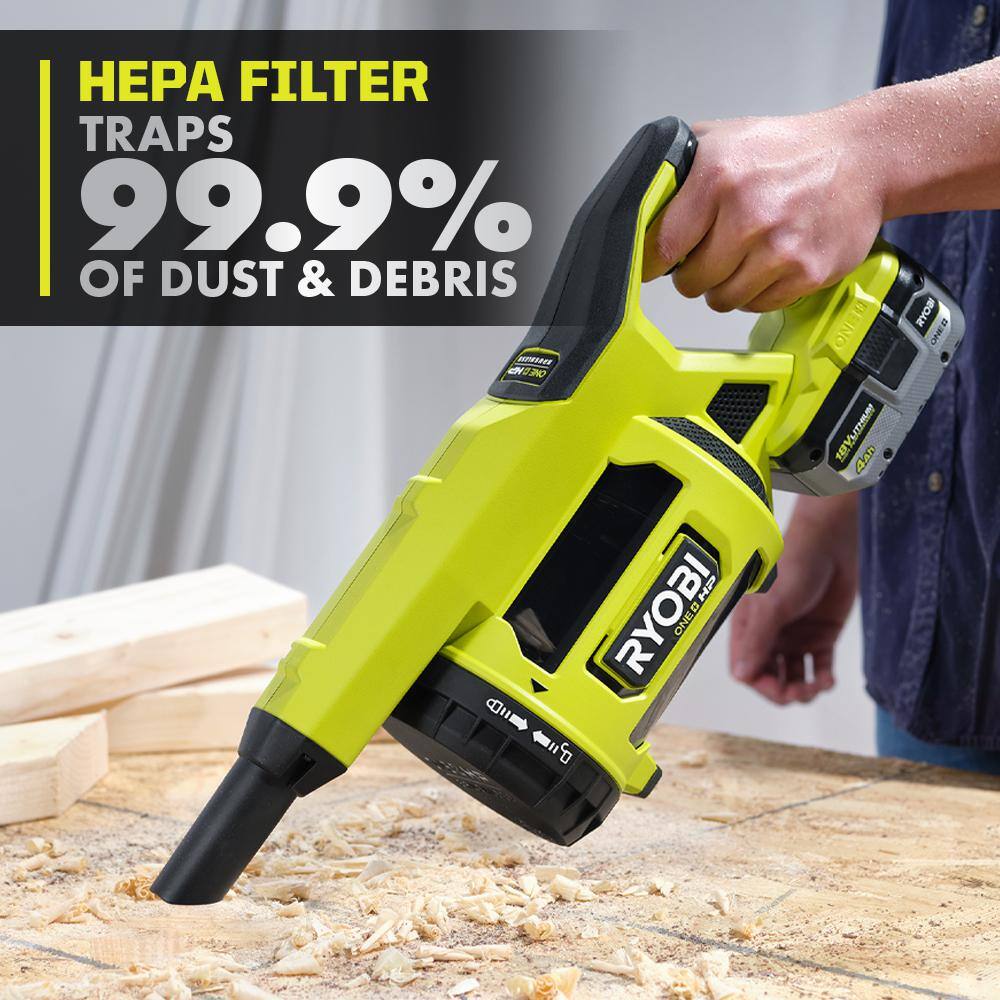 RYOBI ONE+ HP 18V Brushless Cordless Jobsite Hand Vacuum (Tool Only) PBLHV701B