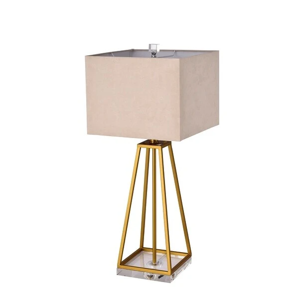 Abigale Aged Brass 1-Light Square Fabric Shade Table Lamp