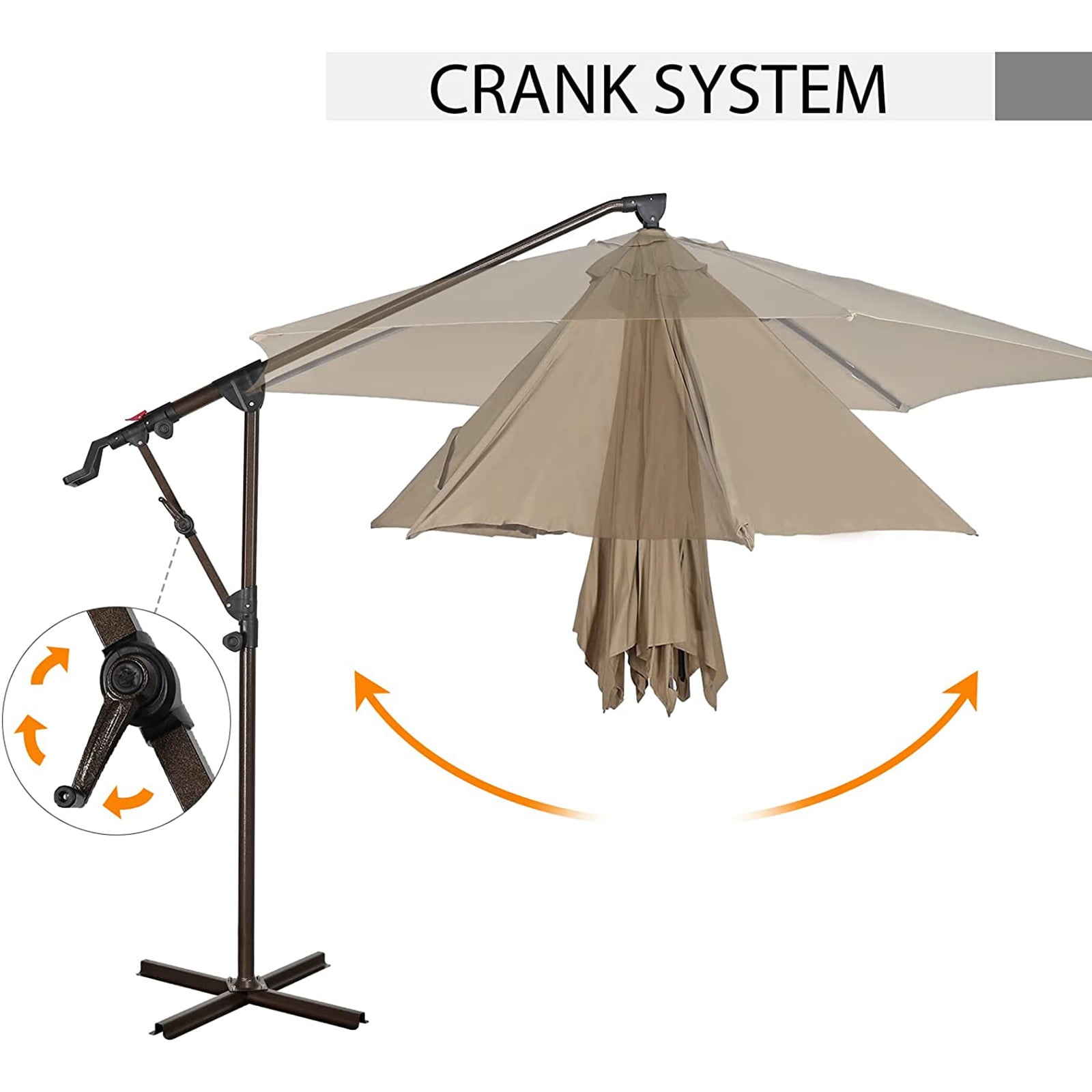 Outdoor Patio Umbrella, 10ft Offset Hanging Patio Umbrella with Aluminum Stand, Outdoor Cantilever Umbrella with 360° Rotation, Crank and Tilt System, Beige