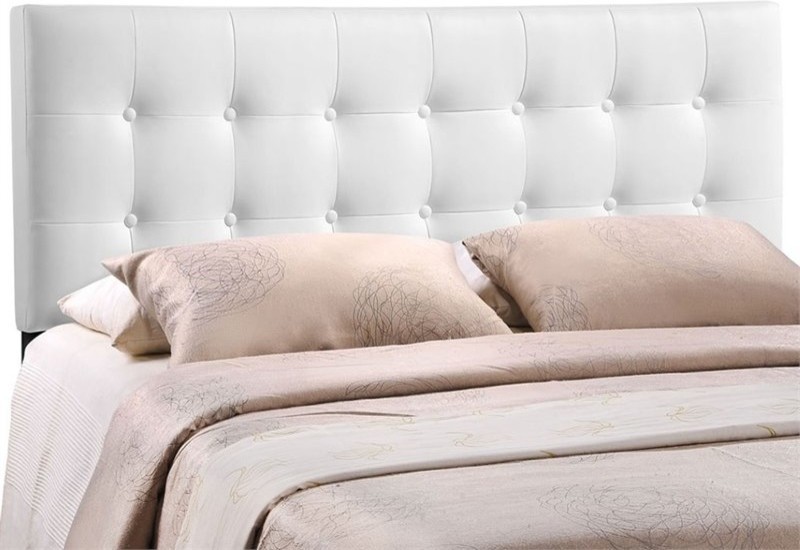 Hawthorne Collections Modern Vinyl Full Panel Headboard in White   Transitional   Headboards   by Homesquare  Houzz