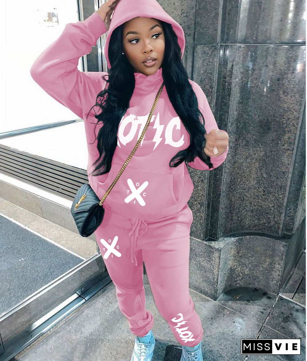 Hooded Sweatshirt+Drawstring Pants 2 Pieces Sets