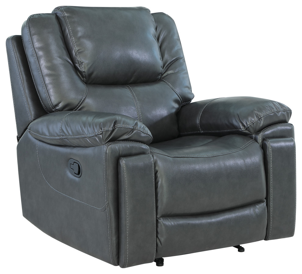 Aiden Leather Air Upholstered Reclining Chair With Fiber Back   Contemporary   Recliner Chairs   by Luxuriant Furniture  Houzz