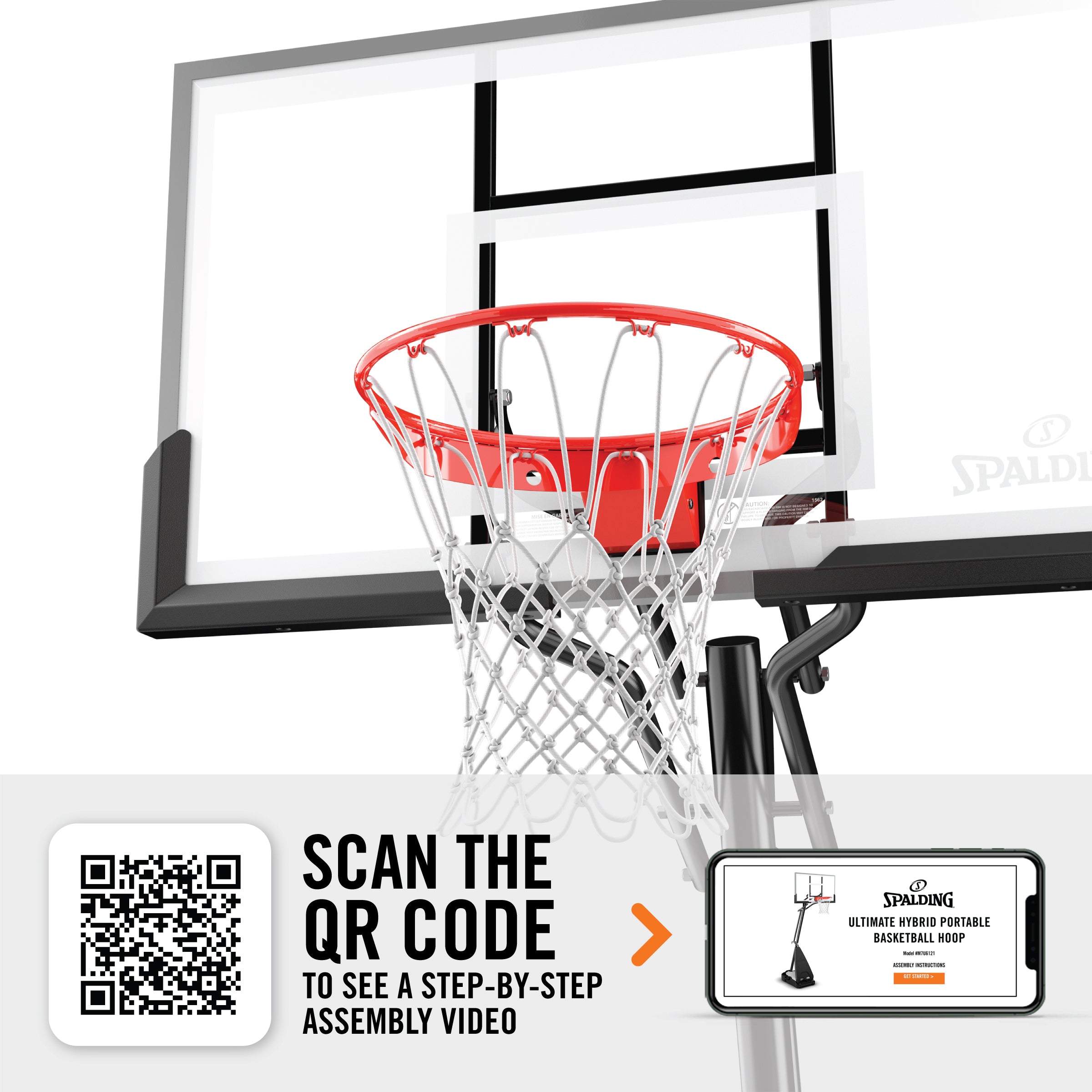 Spalding Ultimate Hybrid® 54 In. Acrylic Portable Basketball Hoop System