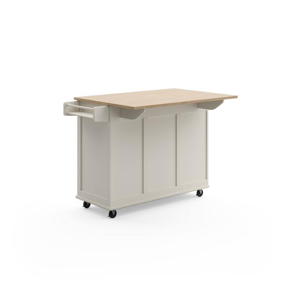 HOMESTYLES Dolly Madison White Kitchen Cart with Natural Wood Top 4511-95