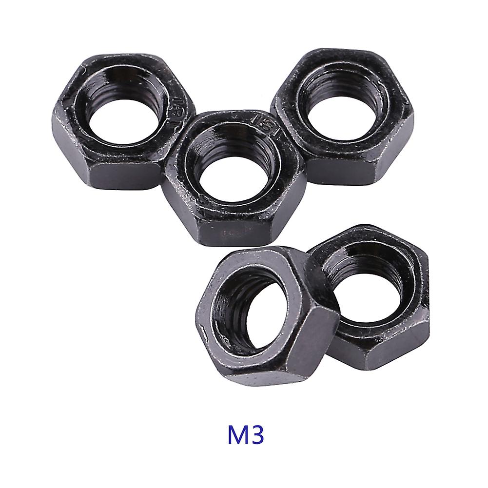 100 Pack Zinc Plated Carbon Steel Metric Hex Hexagonal Nuts M2-m5 Black Thread Nut For Machinery Industry[m3]