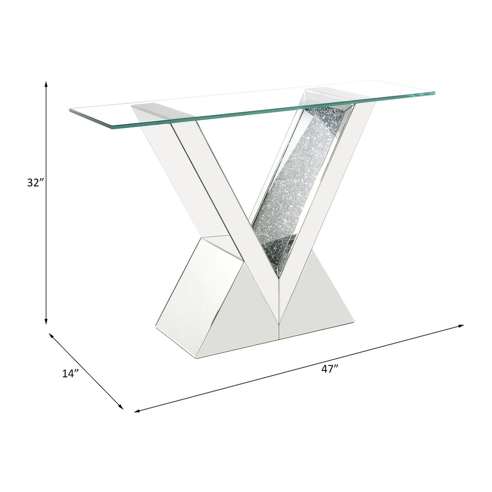 ACME Noralie Rectangular Console Table in Clear and Mirrored