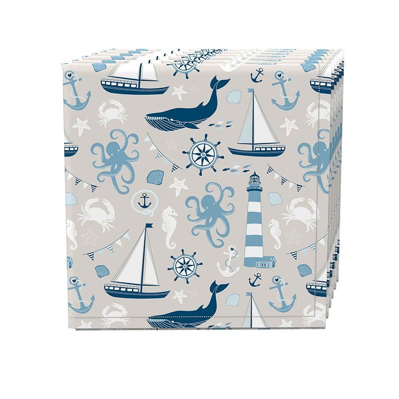 Napkin Set of 4， 100% Cotton， 20x20， Elements of the Sea