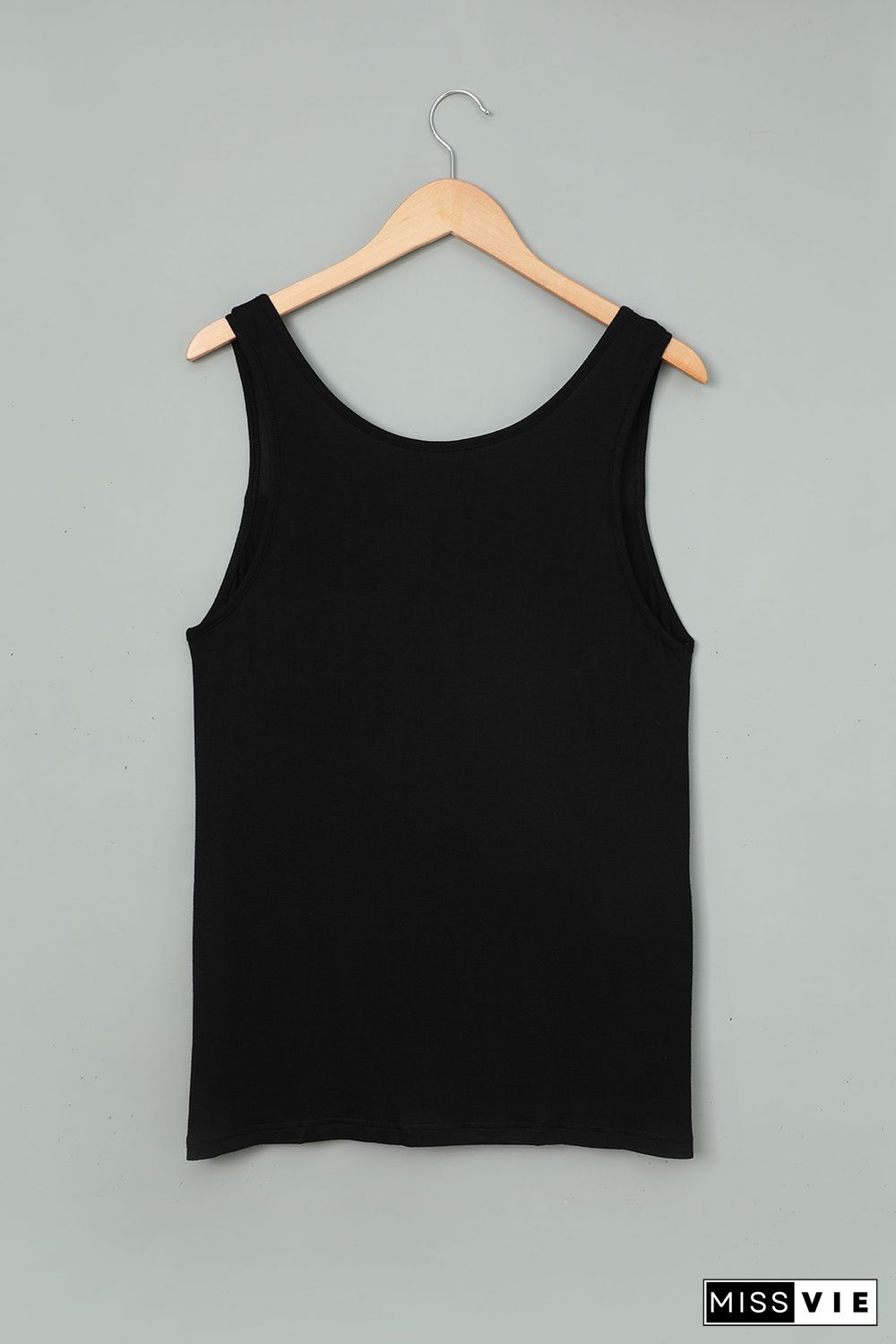 Black Button Loose Tank Top