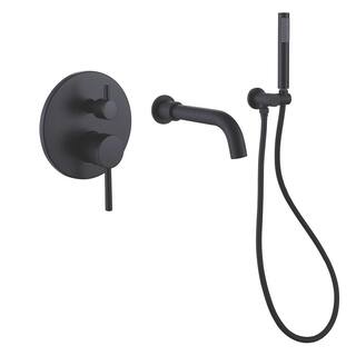 Tahanbath 1-Handle 1-Spray Wall Mounted Tub and Shower Faucet in Matte Black (Valve Included) MSCTBD858MB-ZQ