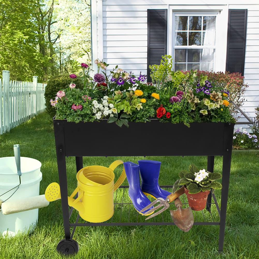 SalonMore 38" x 16" x 32" Black Iron Planter Box