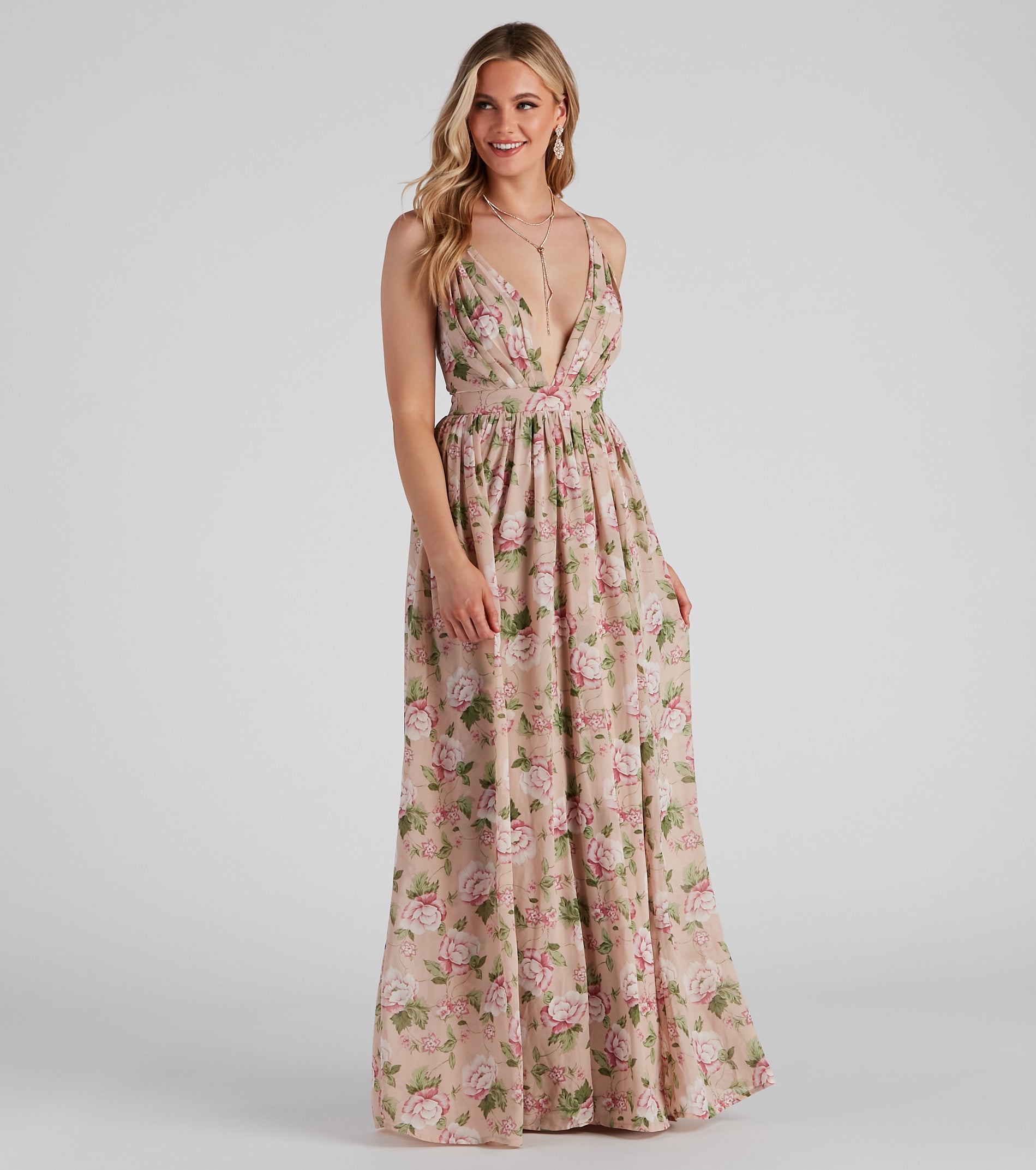 Veronica Formal Floral Chiffon A-Line Dress