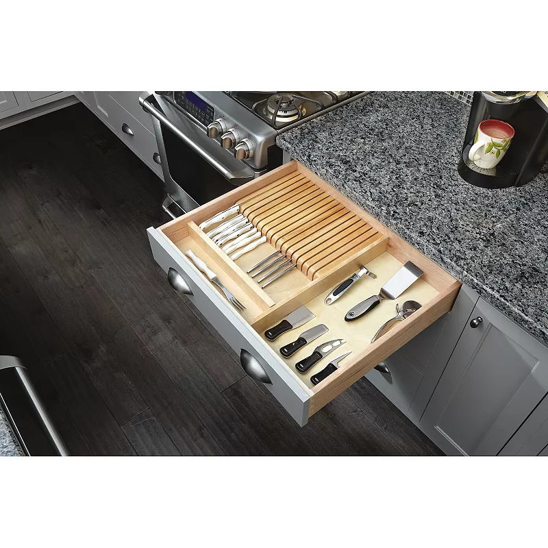 Rev-A-Shelf 4WKB-1 Trimmable 19 Slot Kitchen Knife Block Drawer Organizer Insert