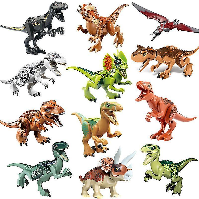 Dinosaur Building Blocks Tyrannosaurus Rex Triceratops Carnivorous Bullosaurus Double Crown Dragon Children's Building Blocks Plug-in Toy 12pcs